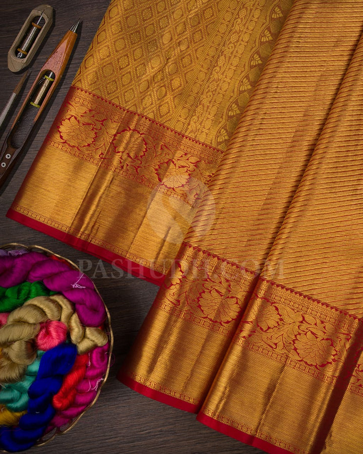 Bright Red  Bridal Pure Tissue Kanjivaram Silk Saree-SP101
