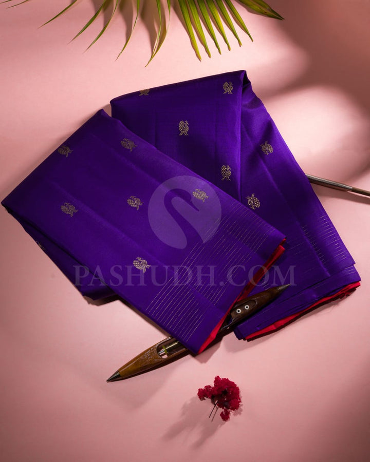 Violet And Red Pure Kanjivaram Silk Saree-SP115