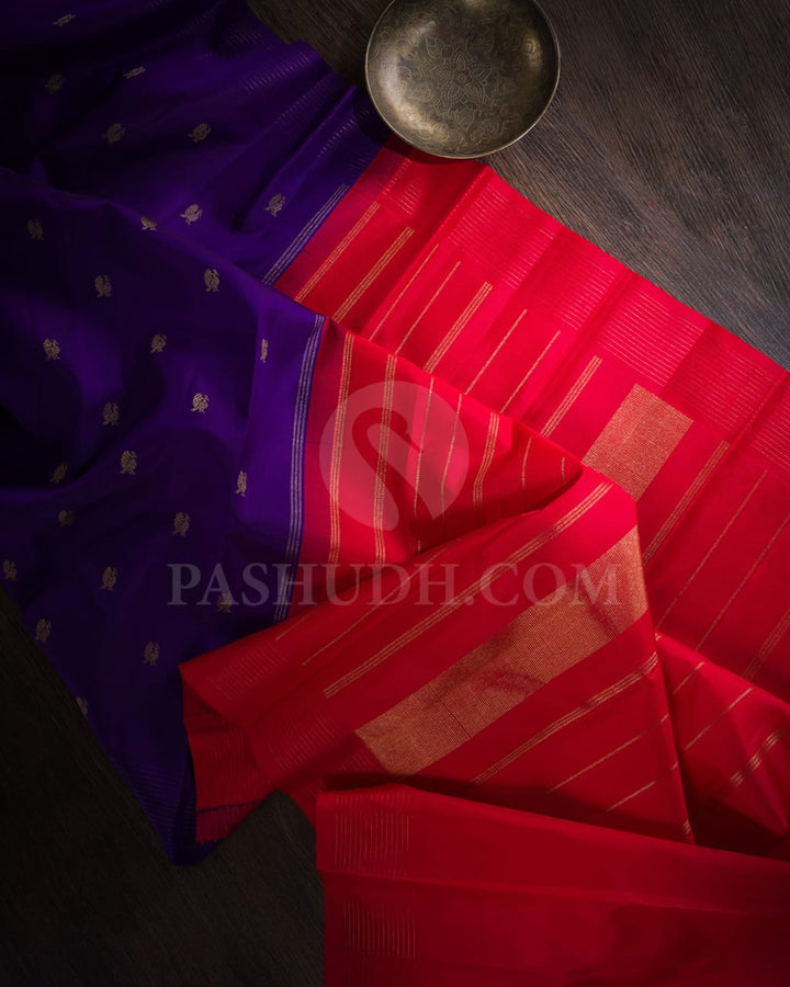 Violet And Red Pure Kanjivaram Silk Saree-SP115