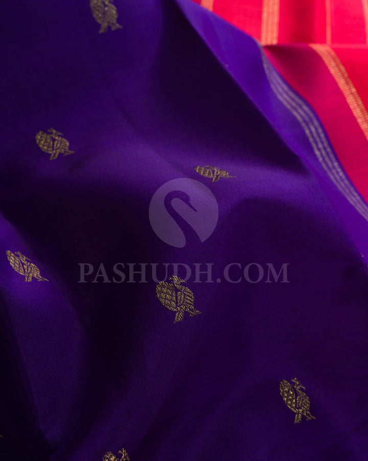 Violet And Red Pure Kanjivaram Silk Saree-SP115