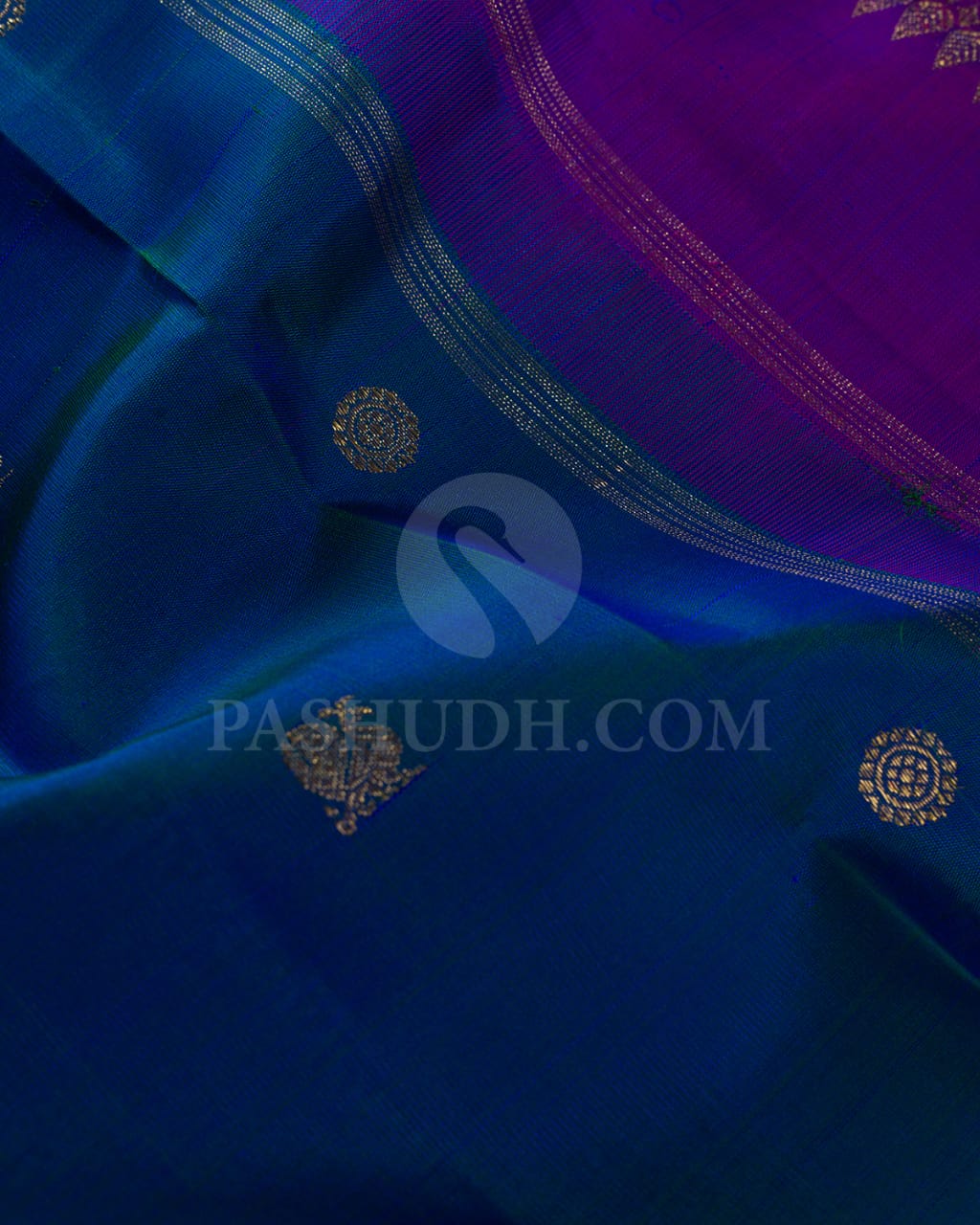 Peacock Blue And Violet  Pure Kanjivaram Silk Saree-SP126