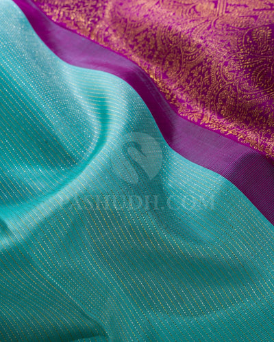 Turquoise Blue And Magenta Pure Kanjivaram Silk Saree-S1412(C)