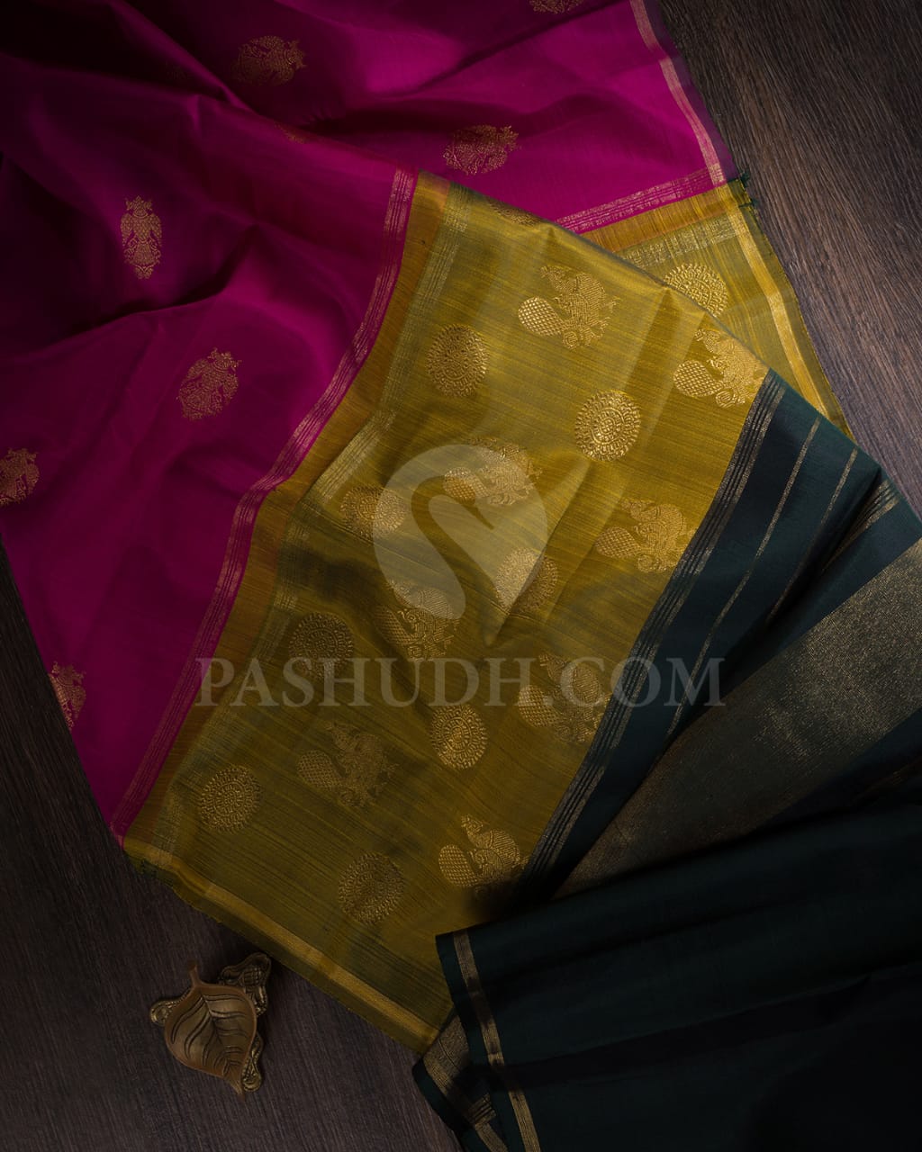 Mulberry Pink With Bottle Green Pure Kanjivaram Silk Saree-SP121