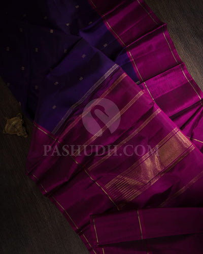 Purple With Magenta Pure Kanjivaram Silk Saree-SP116