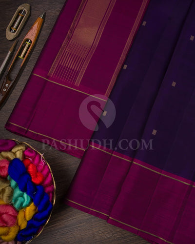 Purple With Magenta Pure Kanjivaram Silk Saree-SP116