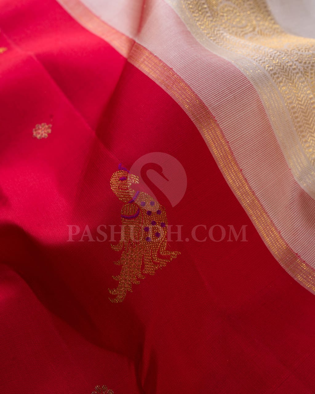 Red and Ivory Kanjivaram Silk Saree-S1459(A)