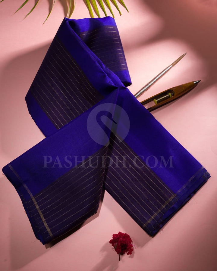 Royal Purple And Navy Blue Pure Kanjivaram Silk Saree-SP118
