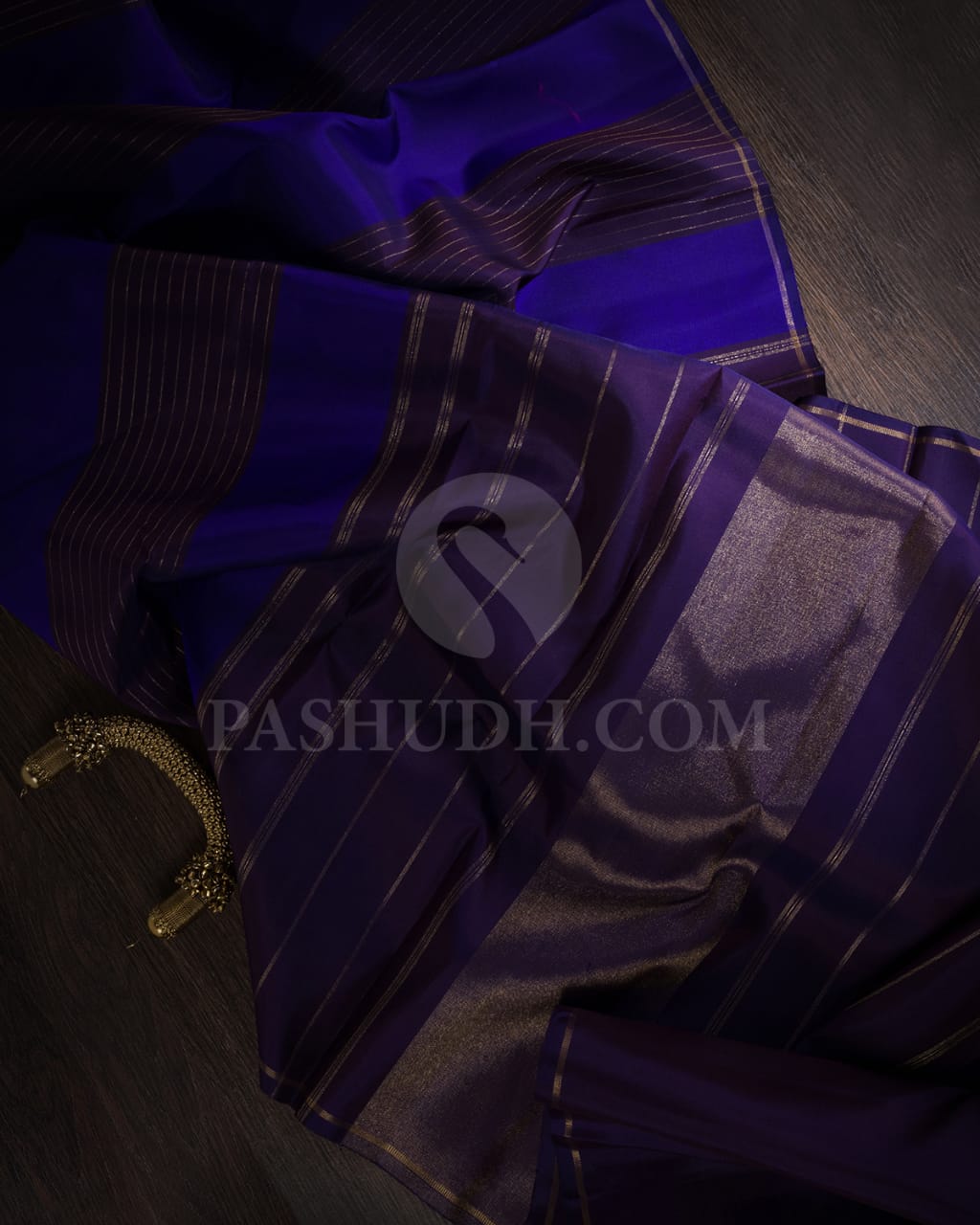 Royal Purple And Navy Blue Pure Kanjivaram Silk Saree-SP118
