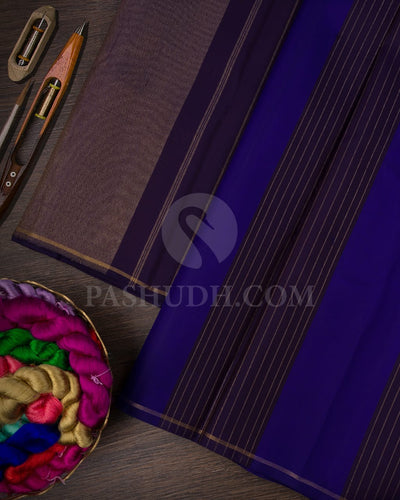 Royal Purple And Navy Blue Pure Kanjivaram Silk Saree-SP118