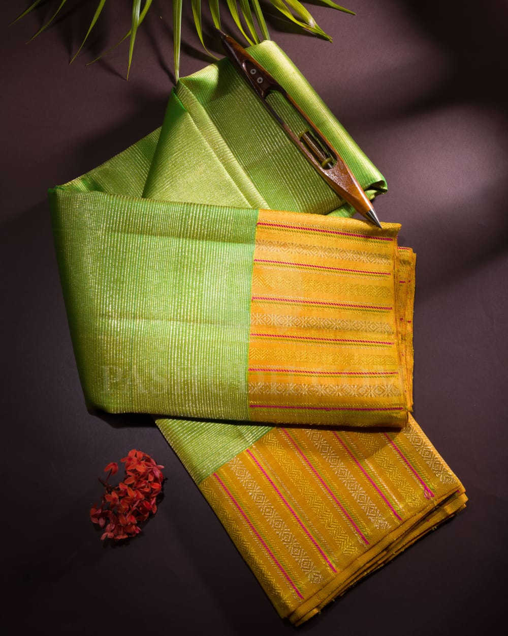 Mango Yellow And Parrot Green Kanjivaram Silk Saree-S1114(H)