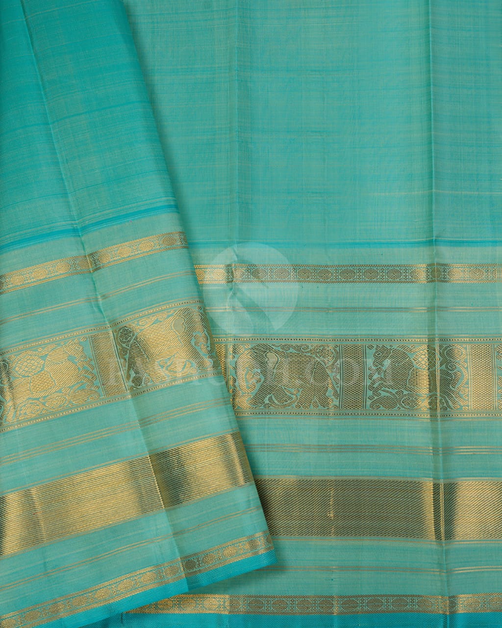 Royal Purple And Tiffany Blue Pure Kanjivaram Silk Saree-SP98
