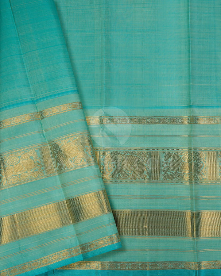 Royal Purple And Tiffany Blue Pure Kanjivaram Silk Saree-SP98