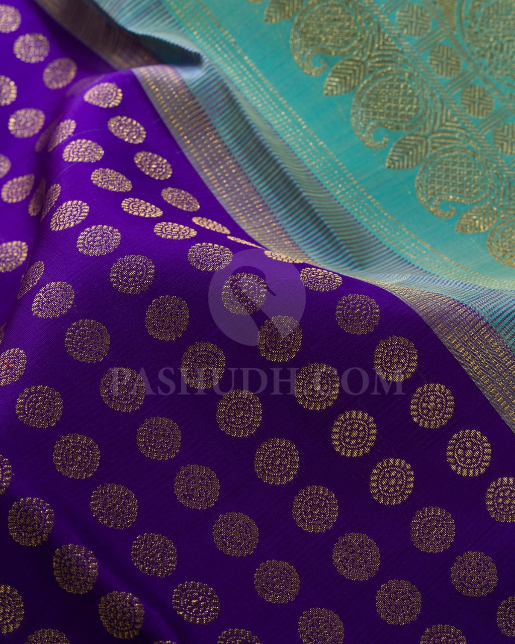 Royal Purple And Tiffany Blue Pure Kanjivaram Silk Saree-SP98