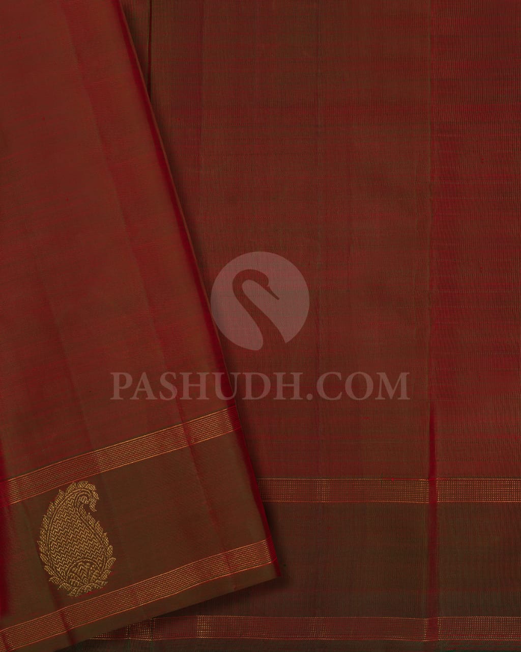 Rani Pink With Dual Shaded Red And Bottle Green Pure Kanjivaram Silk Saree -SP111