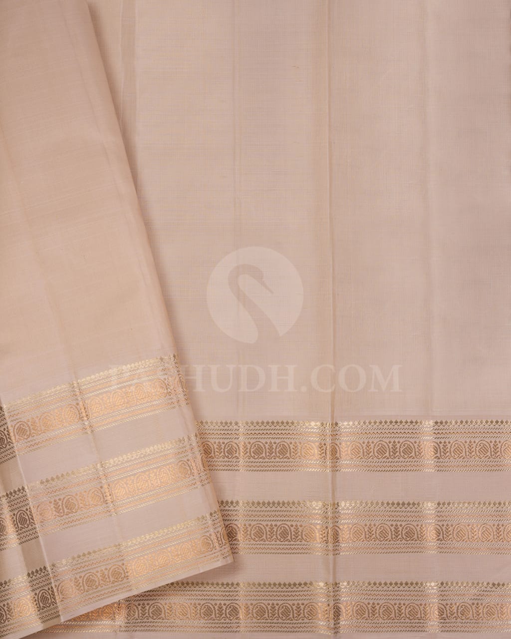 Bottle Green With Ivory Kanjivaram Silk Saree-S1343(D)