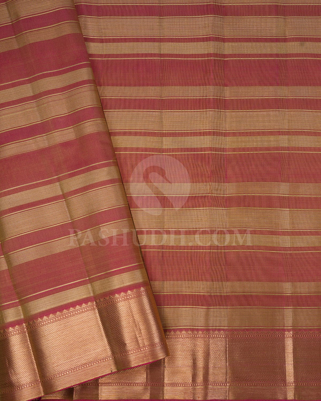 Beige And Rani Pink Kanjivaram Silk Saree-S1455(A)
