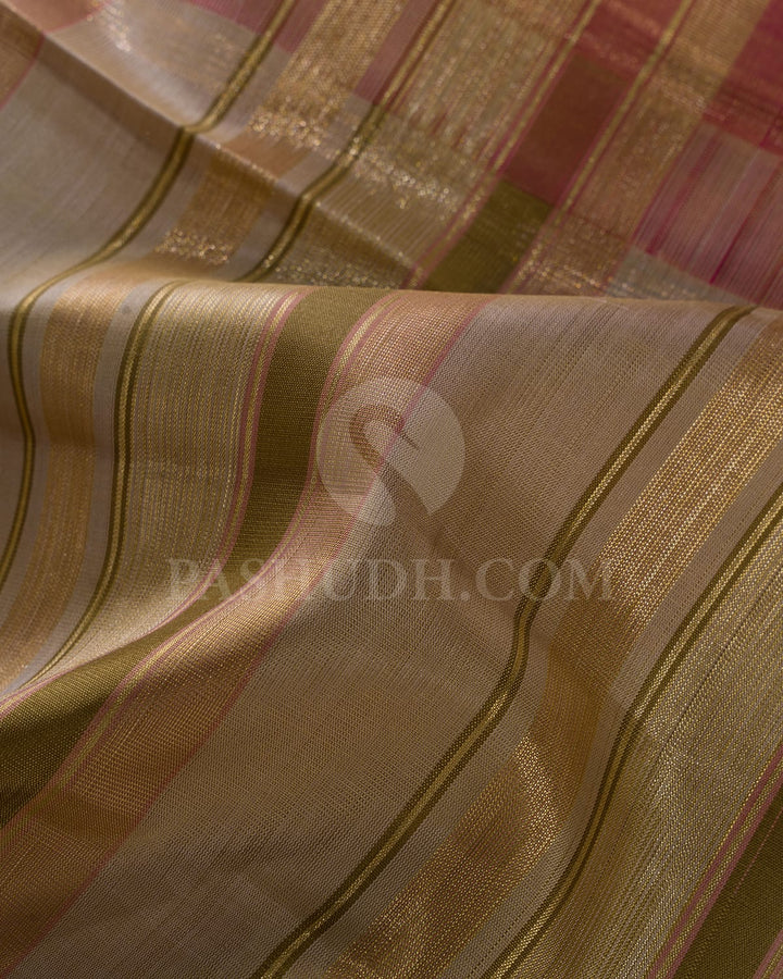 Beige And Rani Pink Kanjivaram Silk Saree-S1455(A)