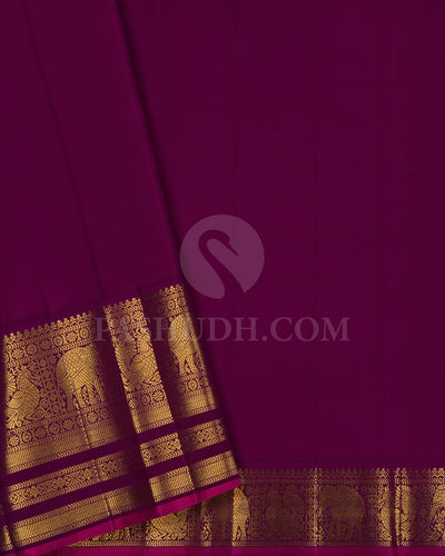 Golden Yellow And Regal Purple Pure Kanjivaram Silk Saree-P185(A)