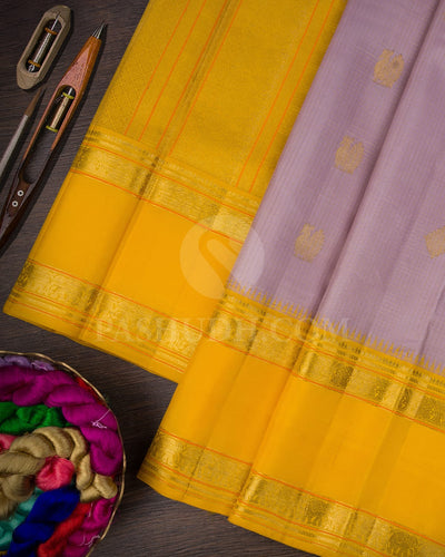 Pastel Lavender And Mango Yellow Pure Kanjivaram Silk Saree-SP94
