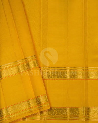 Pastel Lavender And Mango Yellow Pure Kanjivaram Silk Saree-SP94