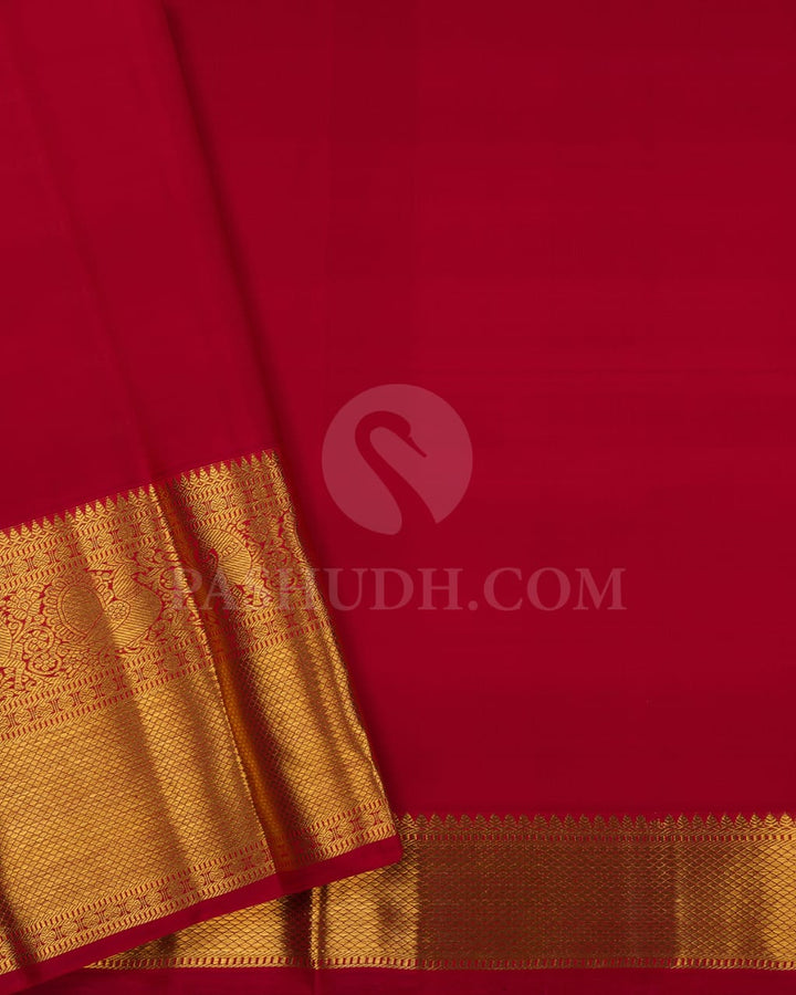 Bright Red Pure Kanjivaram Silk Saree-SP119