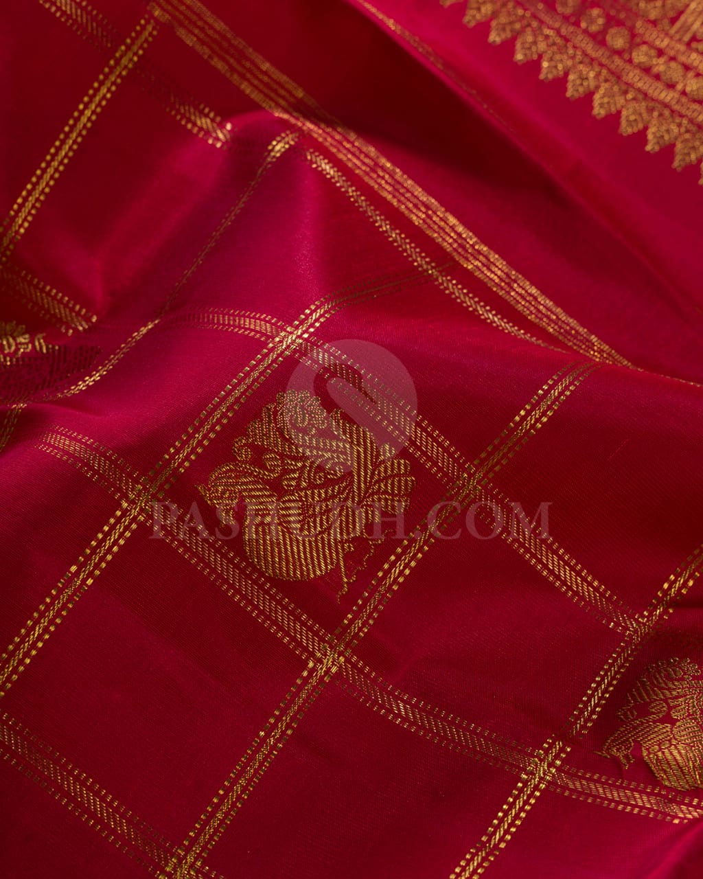 Bright Red Pure Kanjivaram Silk Saree-SP119