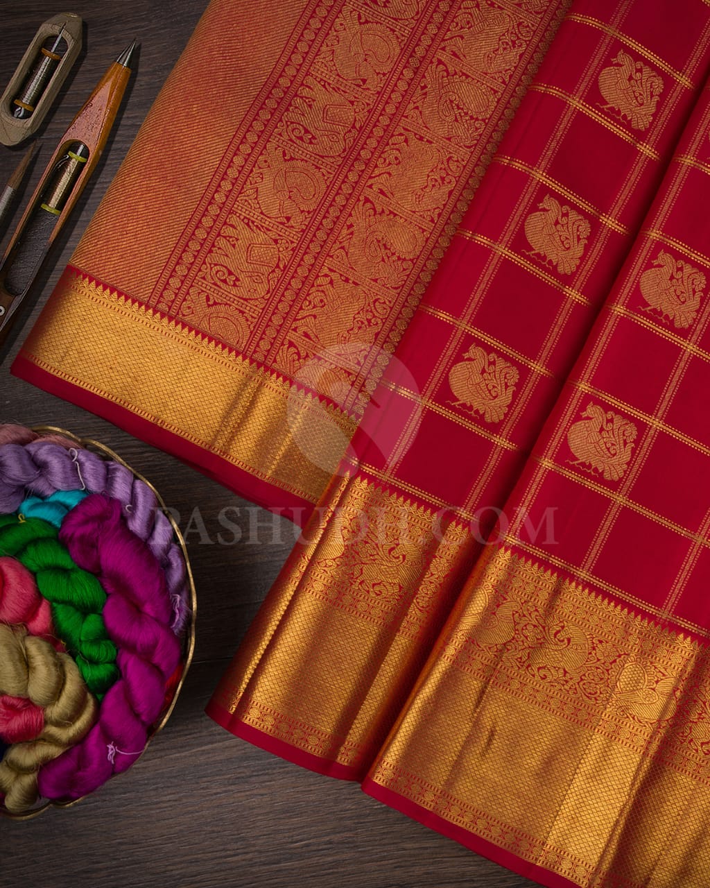 Bright Red Pure Kanjivaram Silk Saree-SP119