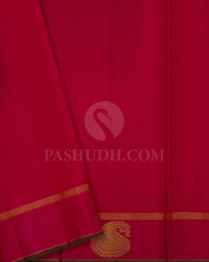 Rani Pink And Mustard Yellow Pure Kanjivaram Silk Saree-SP110