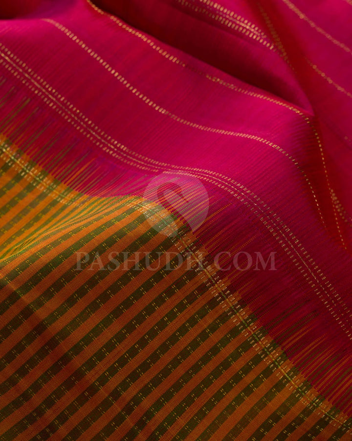 Rani Pink And Mustard Yellow Pure Kanjivaram Silk Saree-SP110