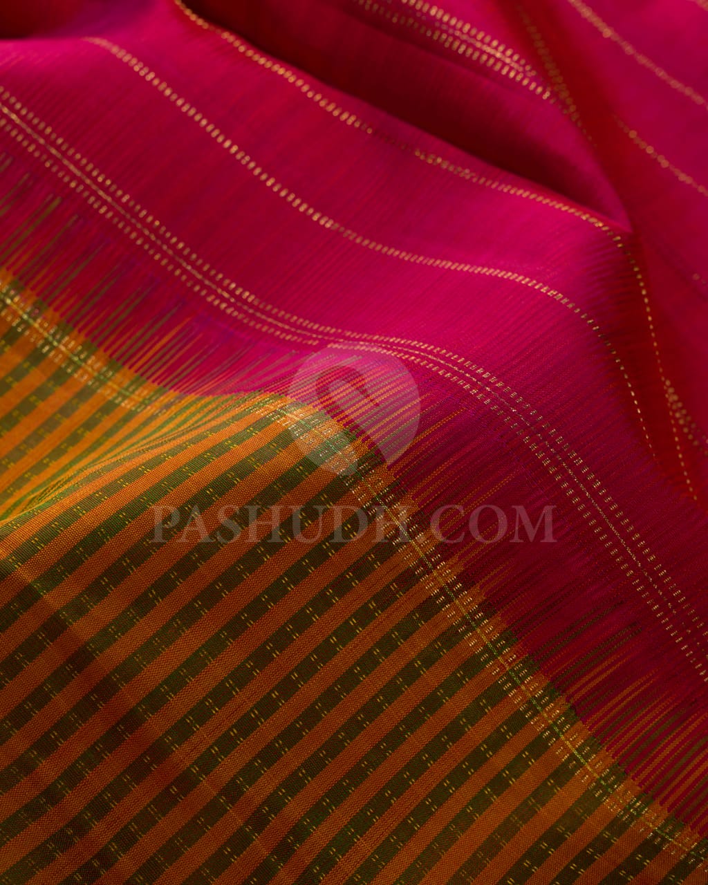 Rani Pink And Mustard Yellow Pure Kanjivaram Silk Saree-SP110
