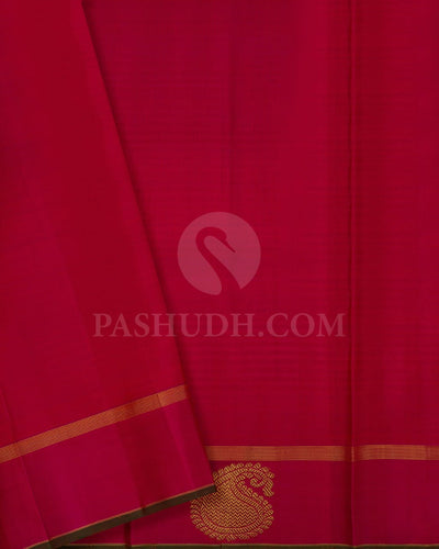 Rani Pink And Mustard Yellow Pure Kanjivaram Silk Saree-SP110