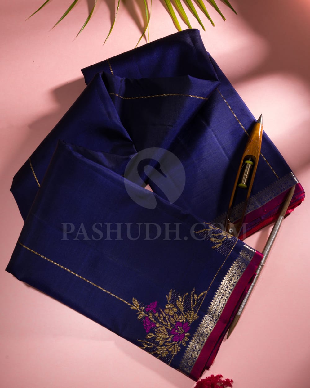 Navy Blue And Red Kanjivaram Silk Saree-S1462(A)