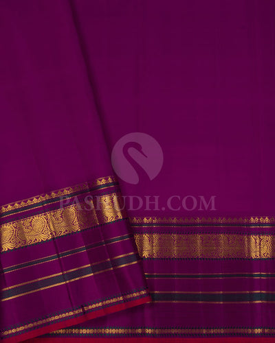 Tuscany Yellow With Purple Kanjivaram Silk Saree-S1456(A)