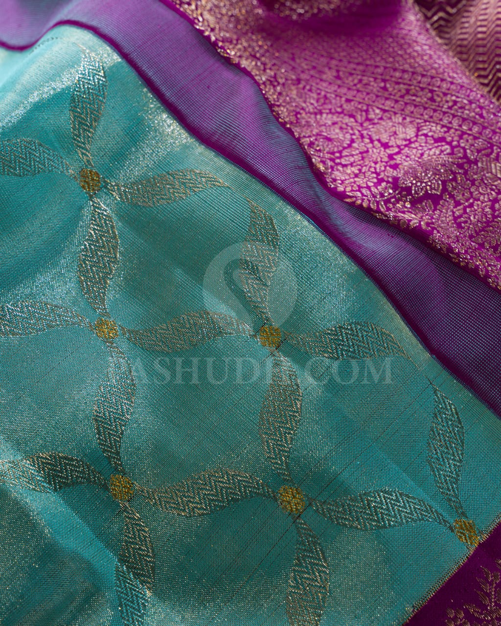 Powder Blue And Deep Purple Bridal Kanjivaram Silk Saree-S1466(A)