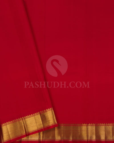 Emerald Green And Red Pure Kanjivaram Silk Saree-P180(A)