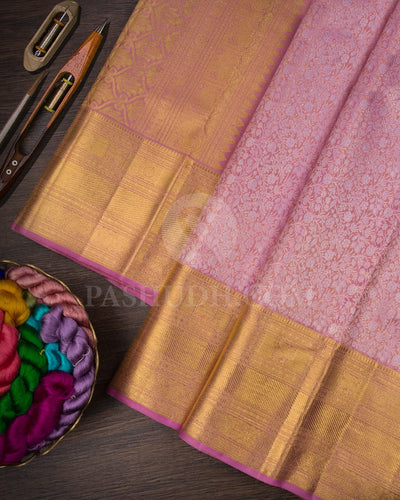 Lilac Shimmer Bridal Kanjivaram Silk Saree-SP95