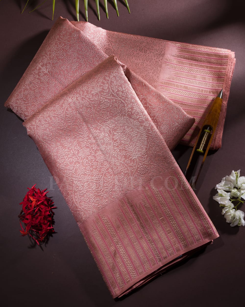Rose Gold Kanjivaram Silk Saree-S1457(A)