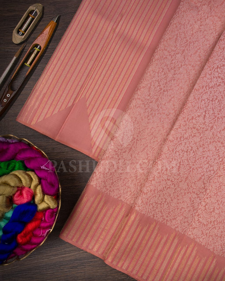 Rose Gold Kanjivaram Silk Saree-S1457(A)
