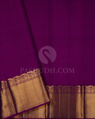 Royal Blue, Tiffany Blue And Purple Kanjivaram Silk Saree-D616(D)