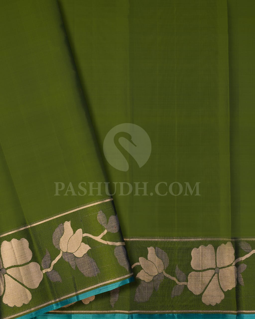 Midnight Blue And Green Kanjivaram Silk Saree-D614(D)