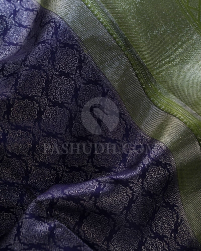Midnight Blue And Green Kanjivaram Silk Saree-D614(D)