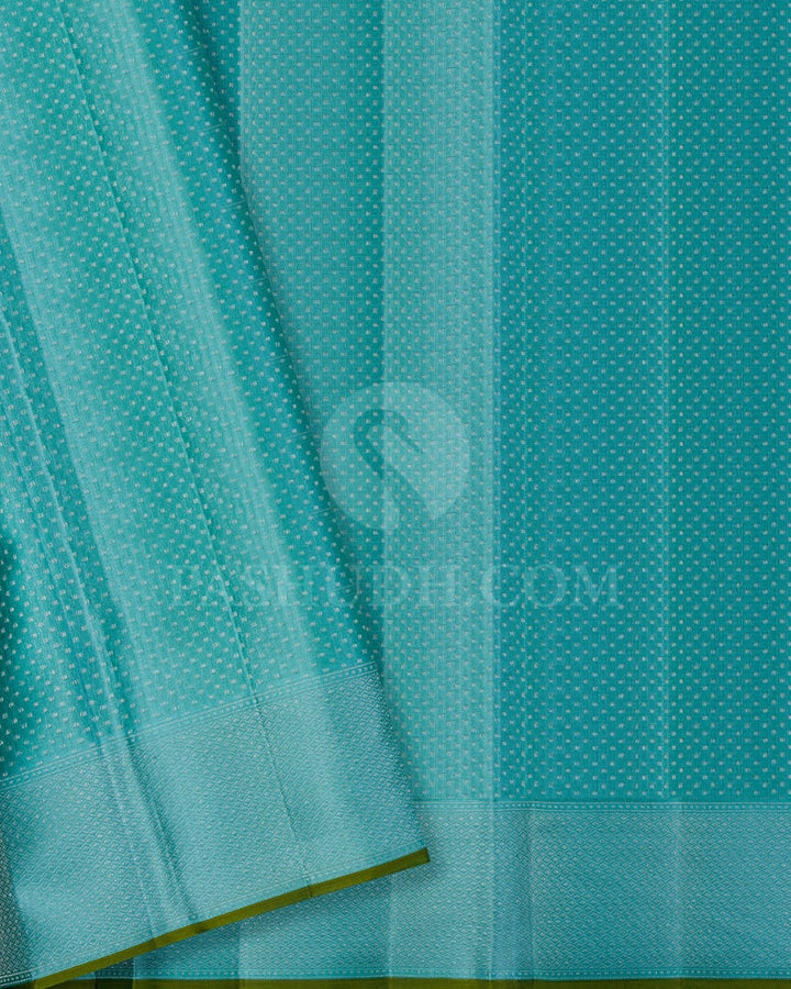 Peacock Mint Kanjivaram Silk Saree-DJ355(F)