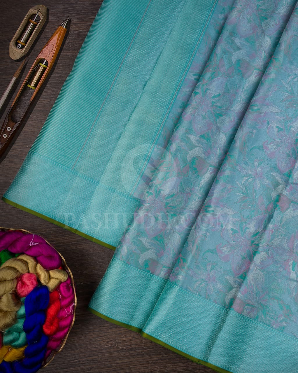 Peacock Mint Kanjivaram Silk Saree-DJ355(F)