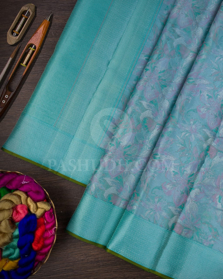 Peacock Mint Kanjivaram Silk Saree-DJ355(F)