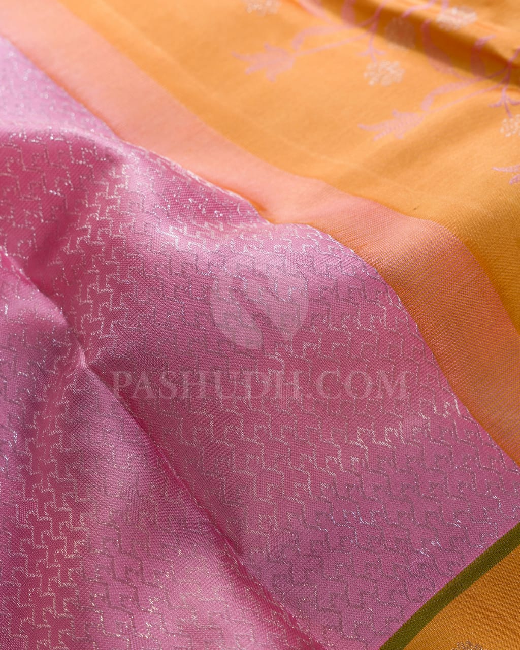 Baby Pink And Orange Kanjivaram Silk Saree-DJ344(H)