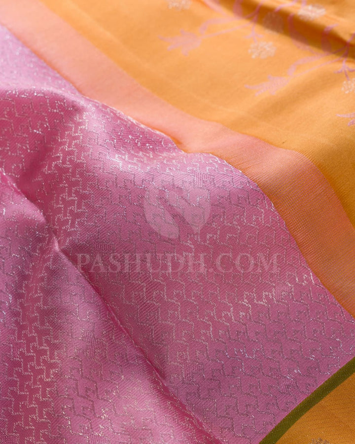 Baby Pink And Orange Kanjivaram Silk Saree-DJ344(H)