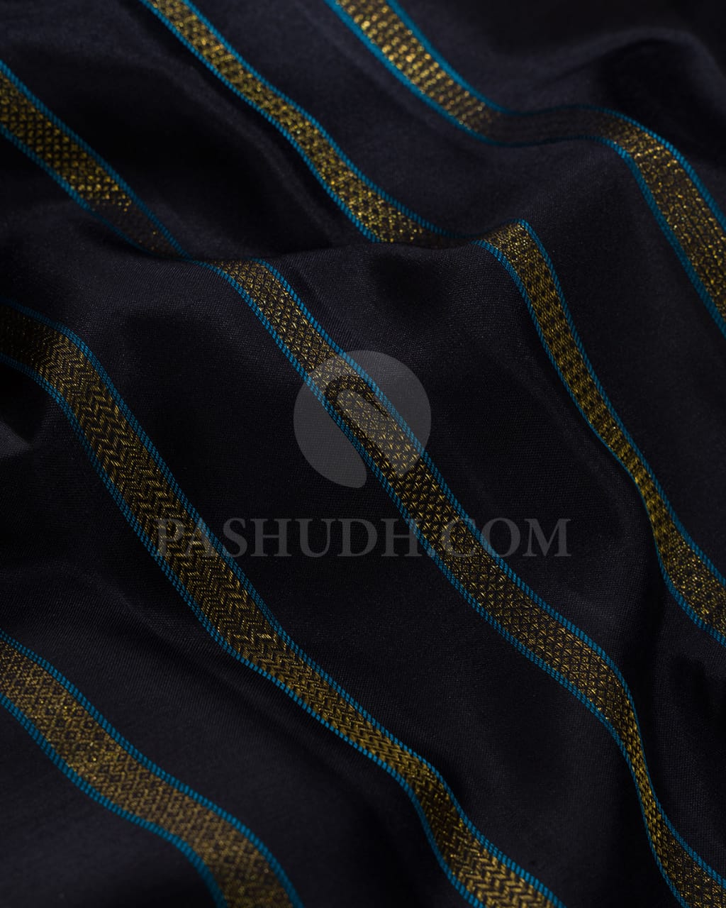 Black With Sky Blue Kanjivaram Silk Saree-DJ361(A)