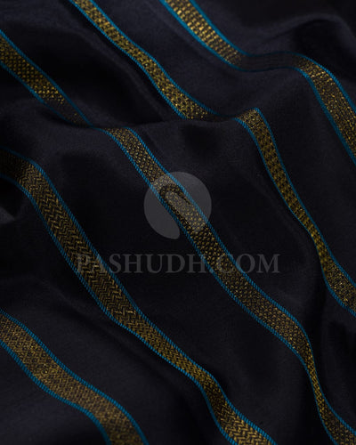 Black With Sky Blue Kanjivaram Silk Saree-DJ361(A)