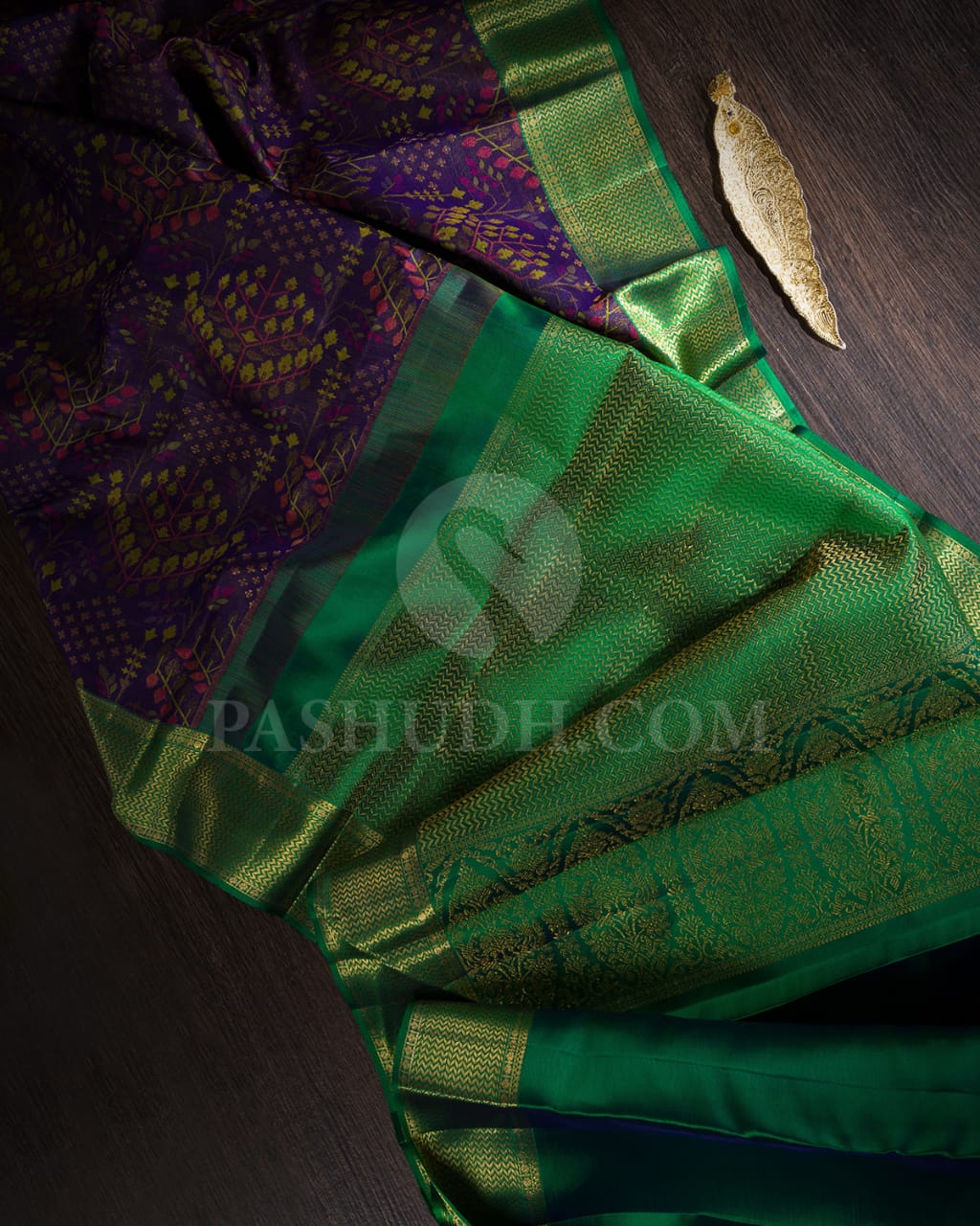 Violet And Green Kanjivaram Silk Saree-DJ363(A)