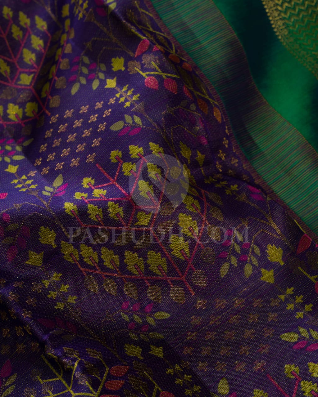 Violet And Green Kanjivaram Silk Saree-DJ363(A)